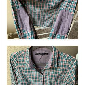Zara TRF Collection Plaid Button Down Blouse